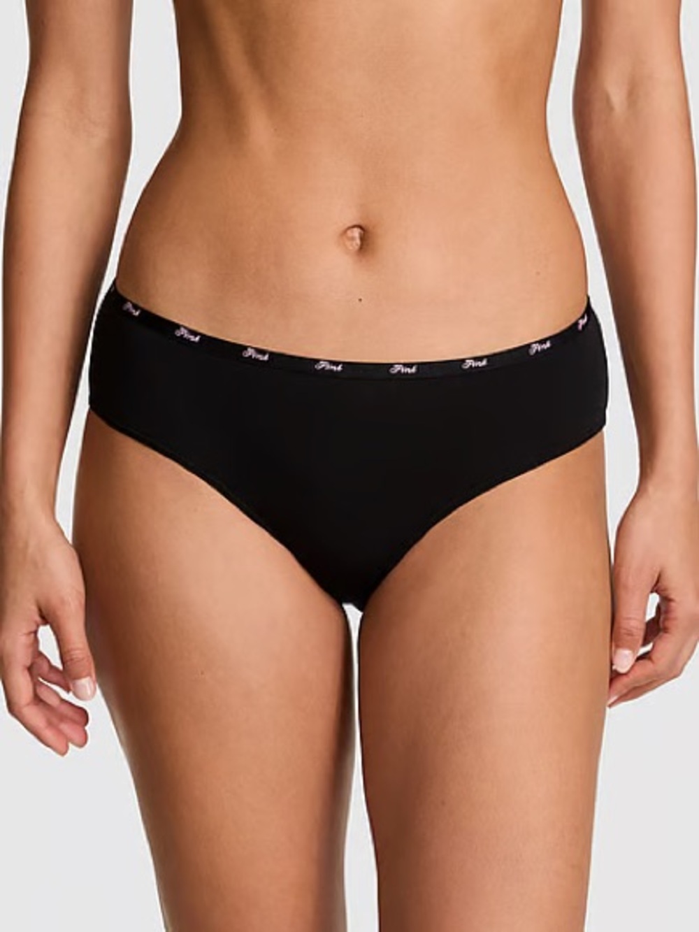 PINK Victoria's Secret Black Logo-Trim Hipster
